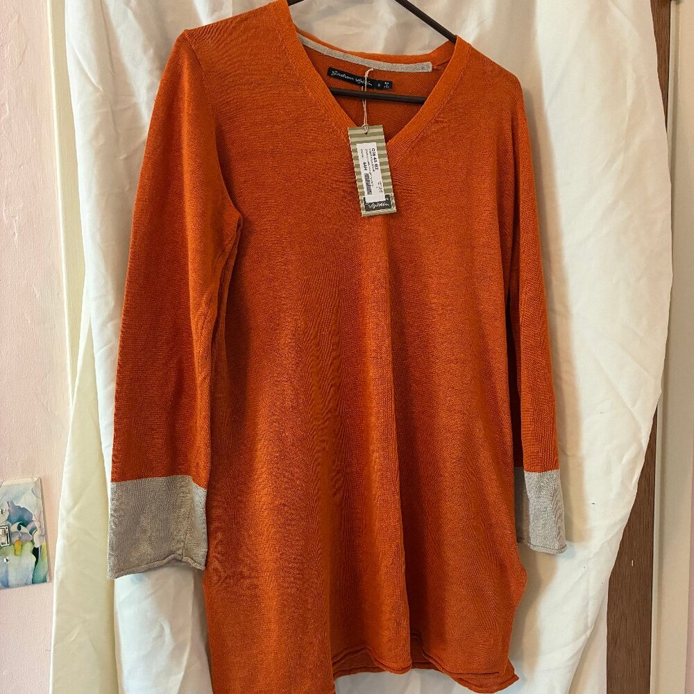 Gudrun Sjoden Long Sleeve Two Tone Linen Tunic NWT
